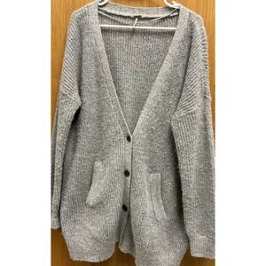 Free People Oversized Cardigan alpaca wool mohair blend Medium Boho Grandpa Warm